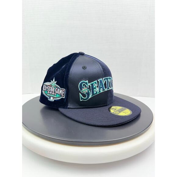 New Era Seattle Mariners Corduroy 59FIFTY Hat 7 3/4 Cap 2001 All Star Game Patch - Picture 2 of 8